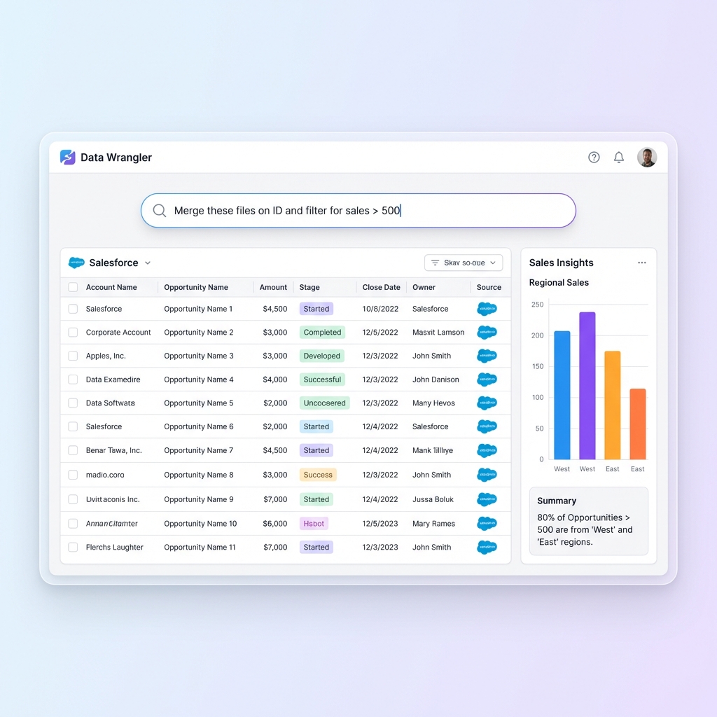Data Wrangler Dashboard Interface